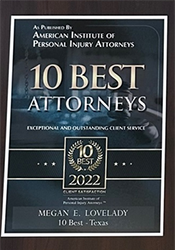 American Institute of Personal Injury Attorneys 10 Best Attorneys 2022 | Megan E. Lovelady